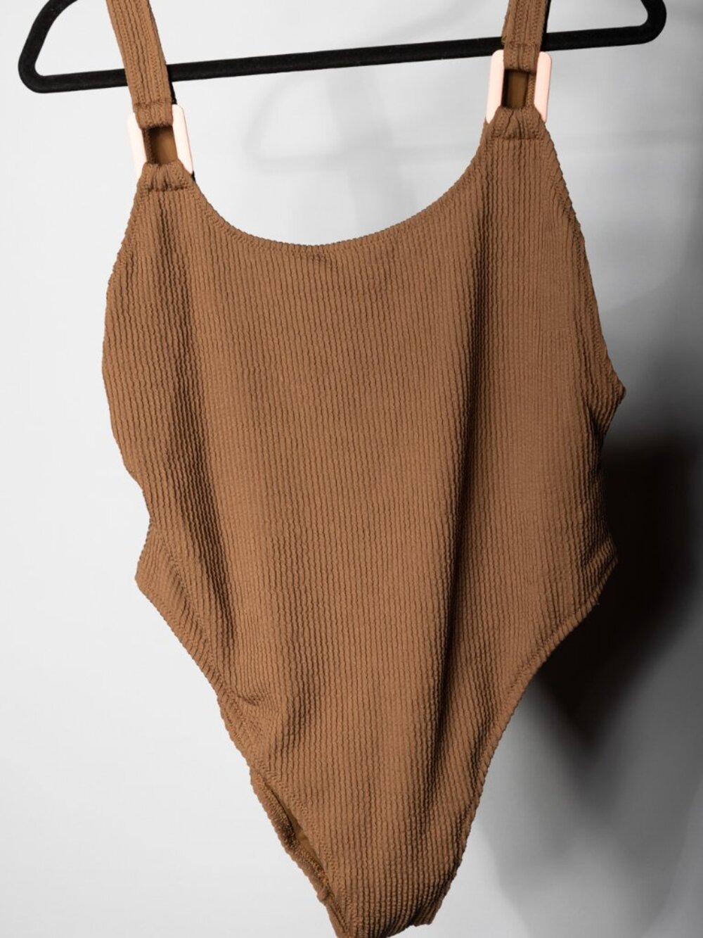 Aerie NWT Real Good One Piece Cheekiest Swimsuit Brown Tan Crinkle XL